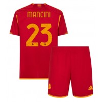 Camiseta AS Roma Gianluca Mancini #23 Primera Equipación Replica 2023-24 para niños mangas cortas (+ Pantalones cortos)